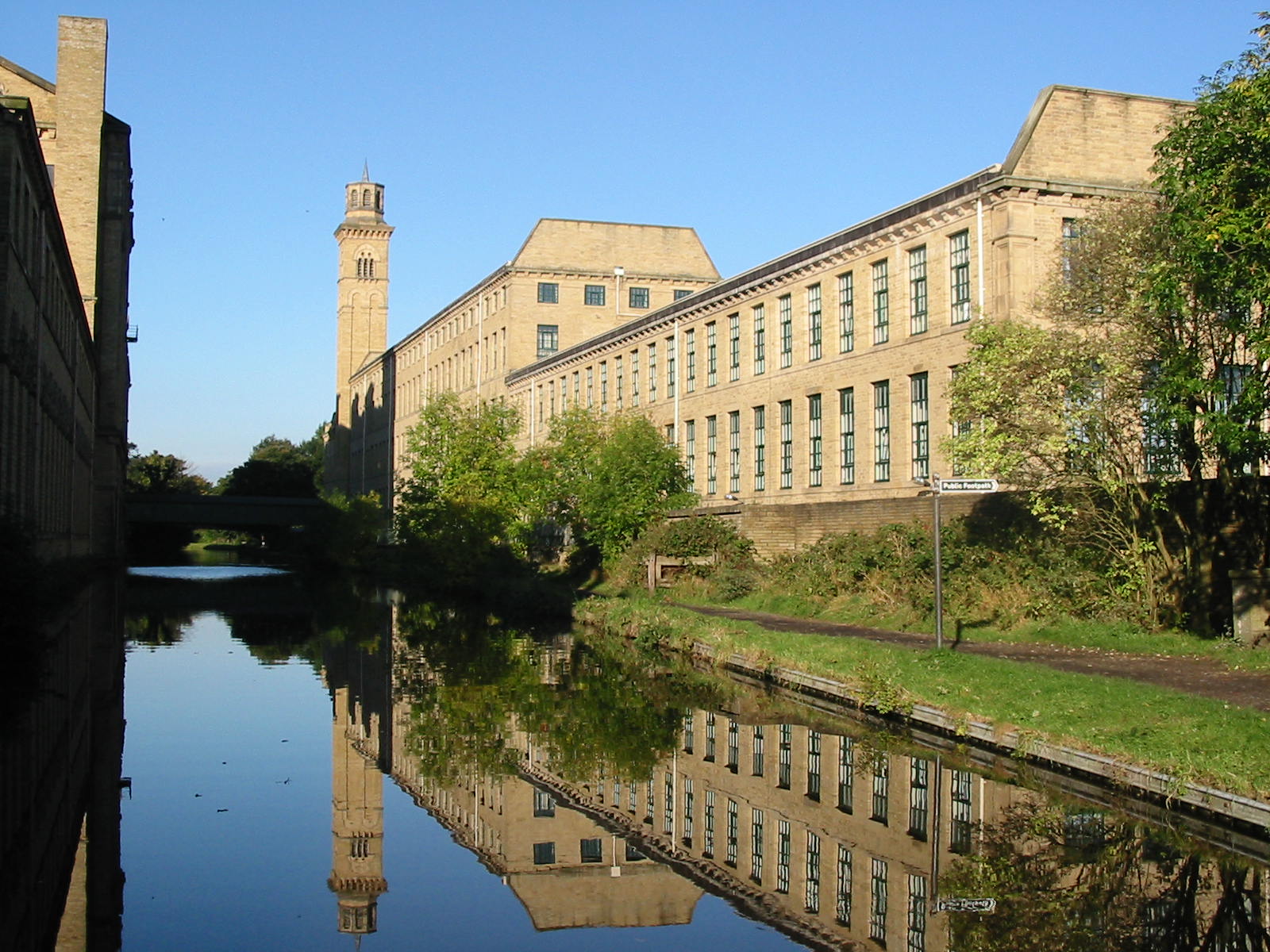 Saltaire village and Salts Mill from the canal